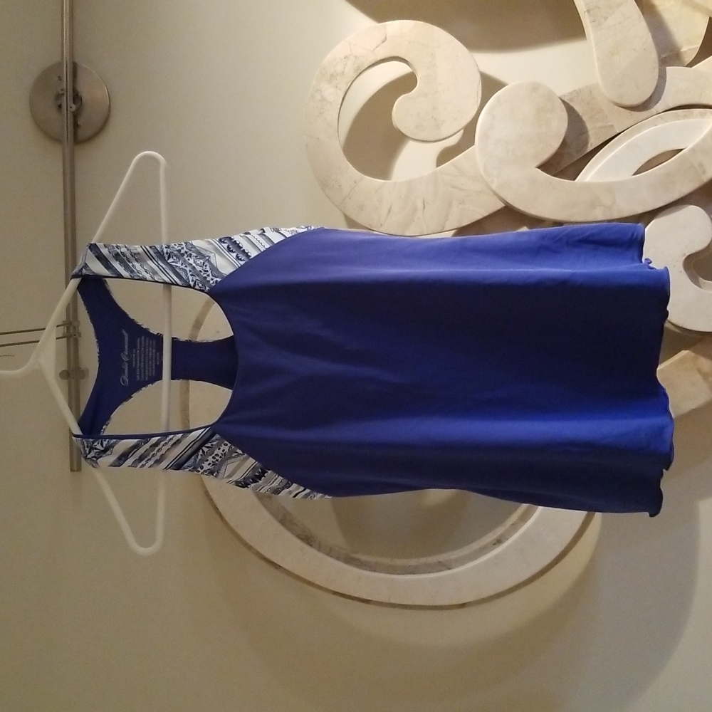 XS Denise Cronwall Blue White Tennis Sports Tank Top